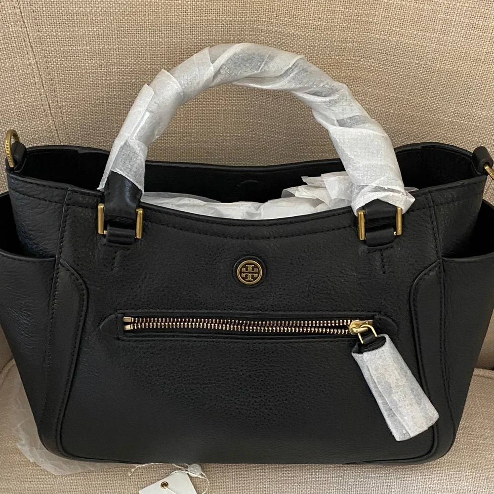 Tory Burch Black Leather Small Frances Satchel with Crossbody Strap NWT - Picture 2 of 8